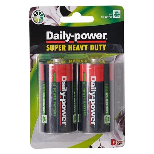 Bulk Pack 5 x Daily-Power Super Heavy Duty Battery Size D, Card of 2