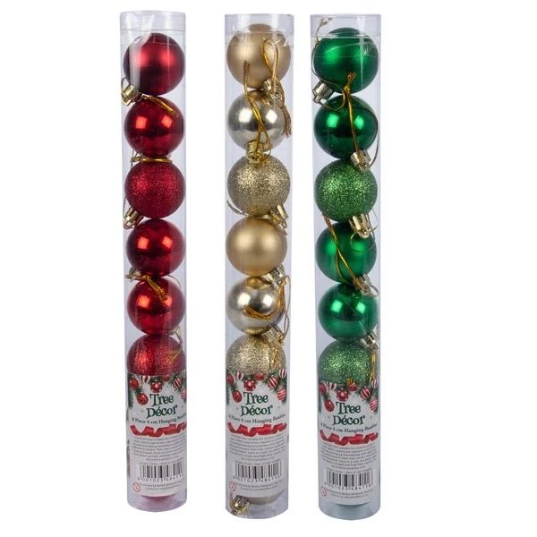 Christmas Tree Baubles - Christmas Balls (24 Piece) 4cm Gold, Green & Red