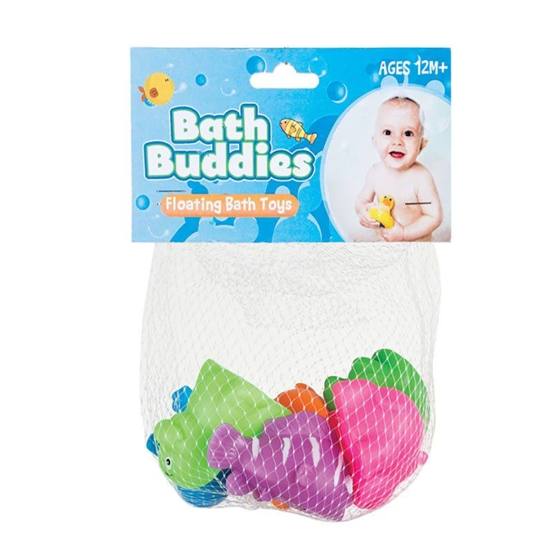 Bath Toys - With Squeak - Animals - Vinyl - Assorted Colours - 6 Piece