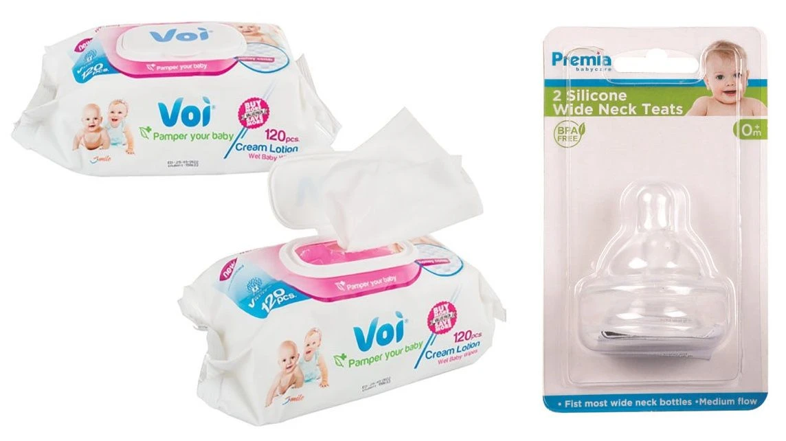 Cooey Bottle Teats 2 Piece Wide Neck & 2x Voi Wet Wipes 120 Piece 16x19cm
