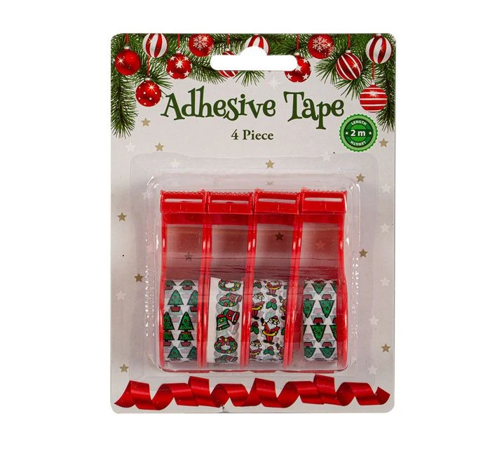 Xmas Stationery Tape - 4 Piece - 2m - 10 Pack