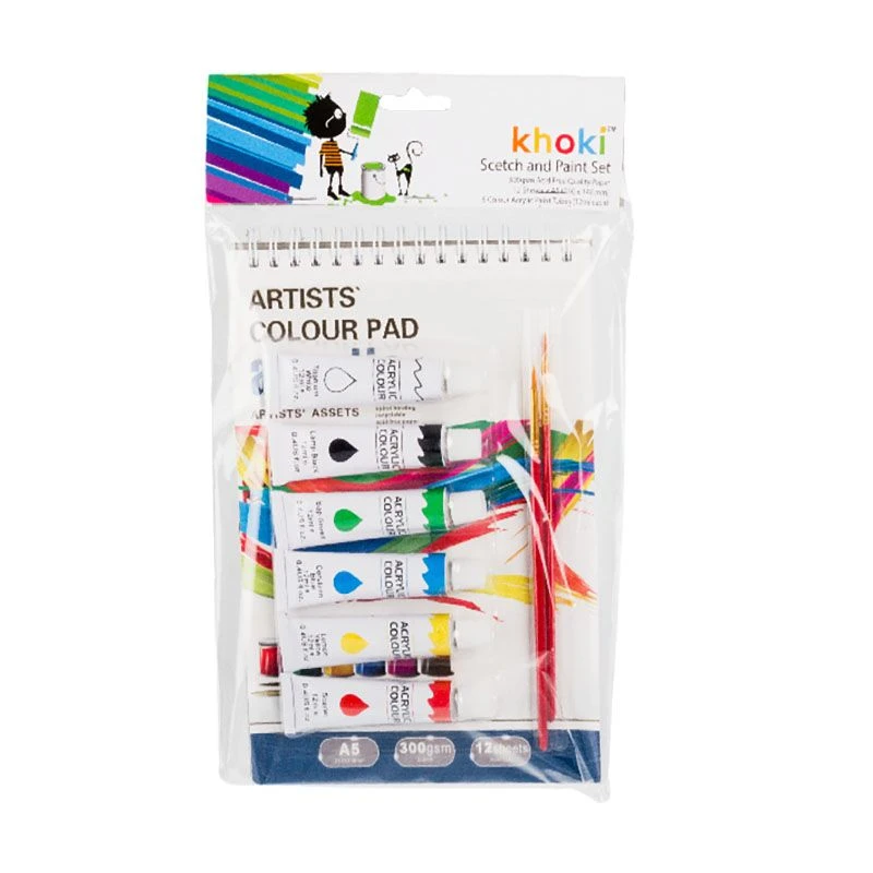 Khoki - Art & Craft - Sketch Pad & Paint Set - A5 - 300gsm - 12 Sheets