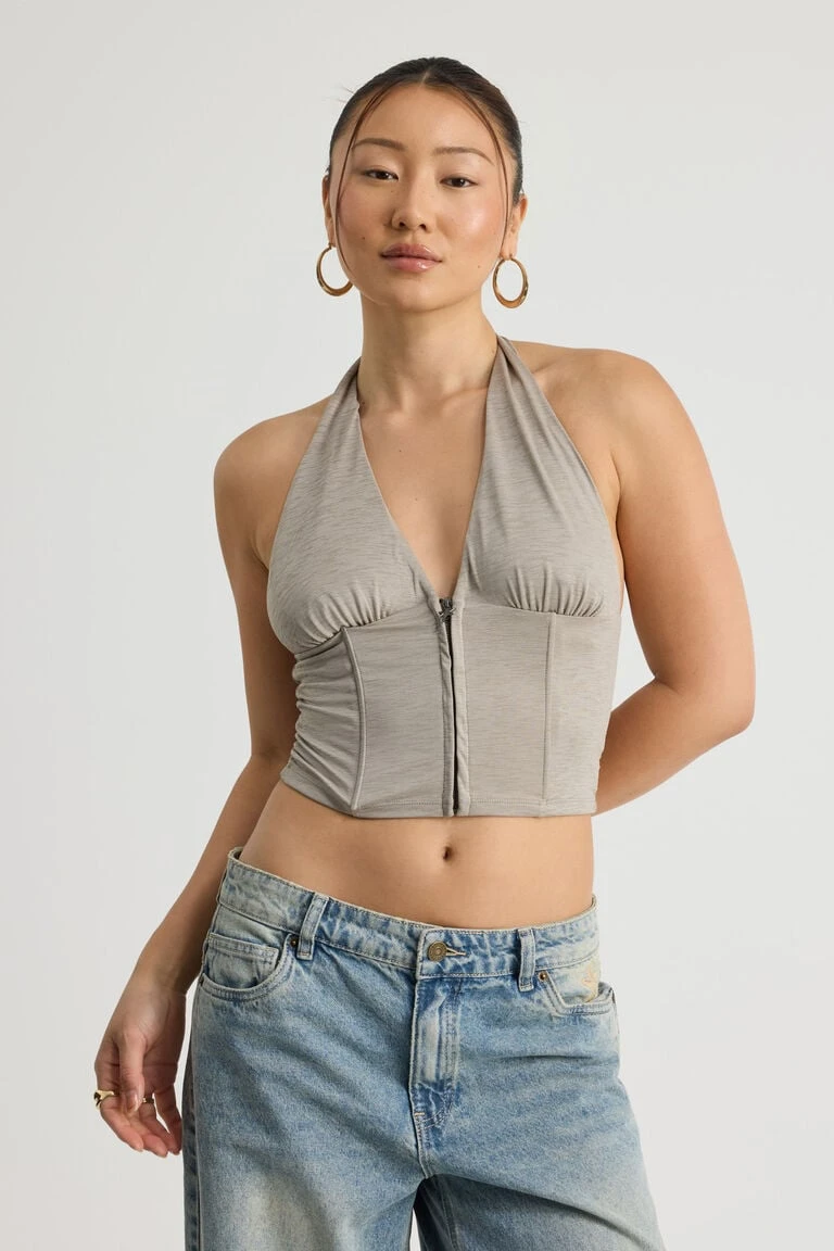 Zip Front Halter Top