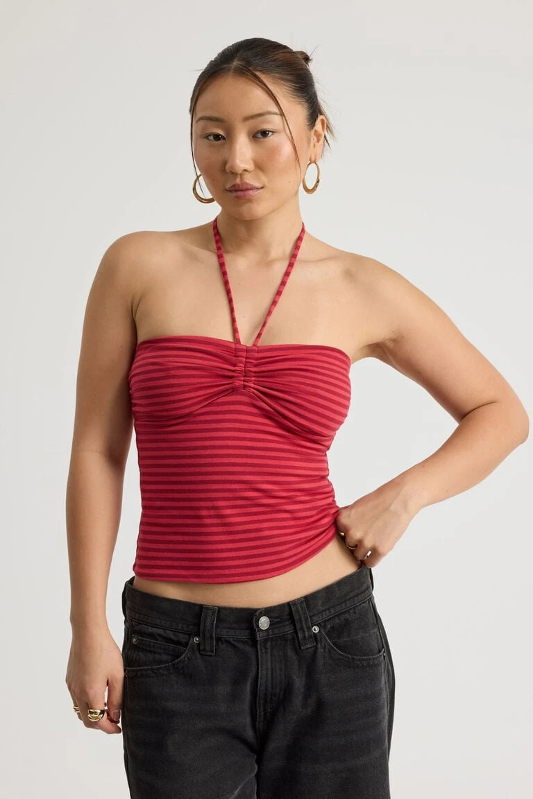 Ruched Front Bandeau Halter
