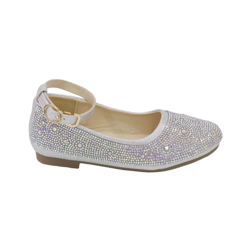 Rosey girls diamante ballarina silver