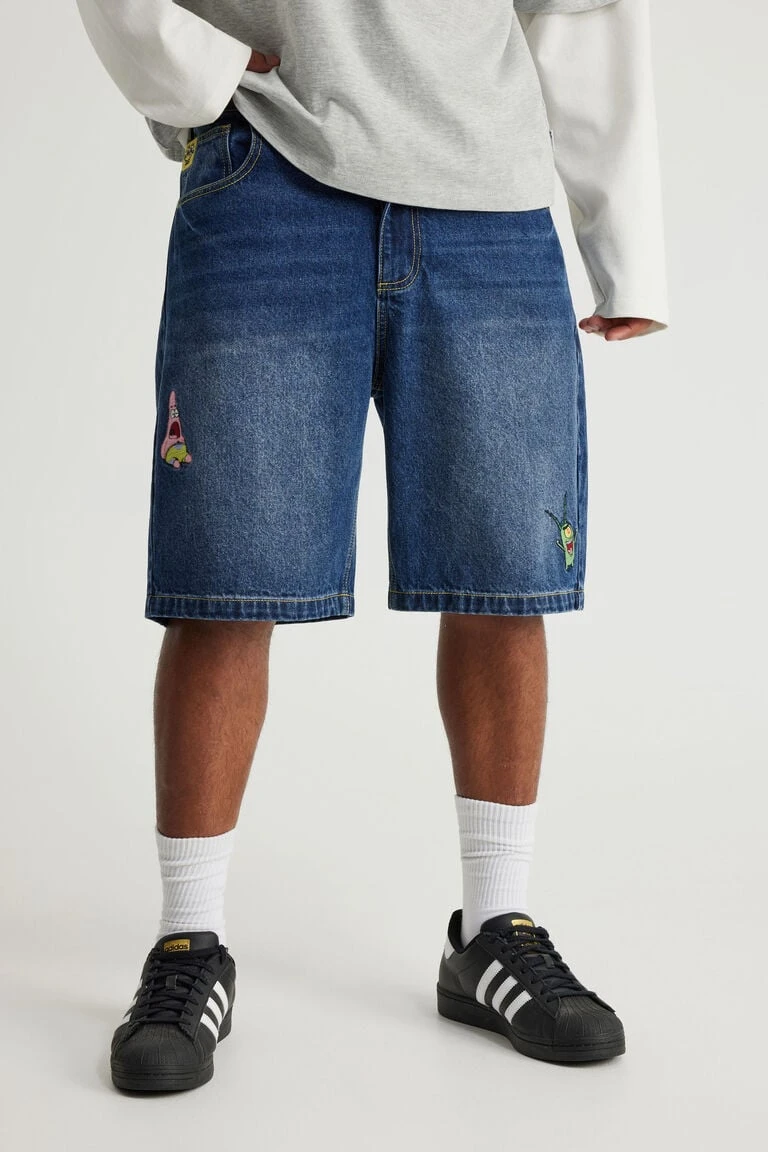 Spongebob X Half Half Painter Baggy Denim Short