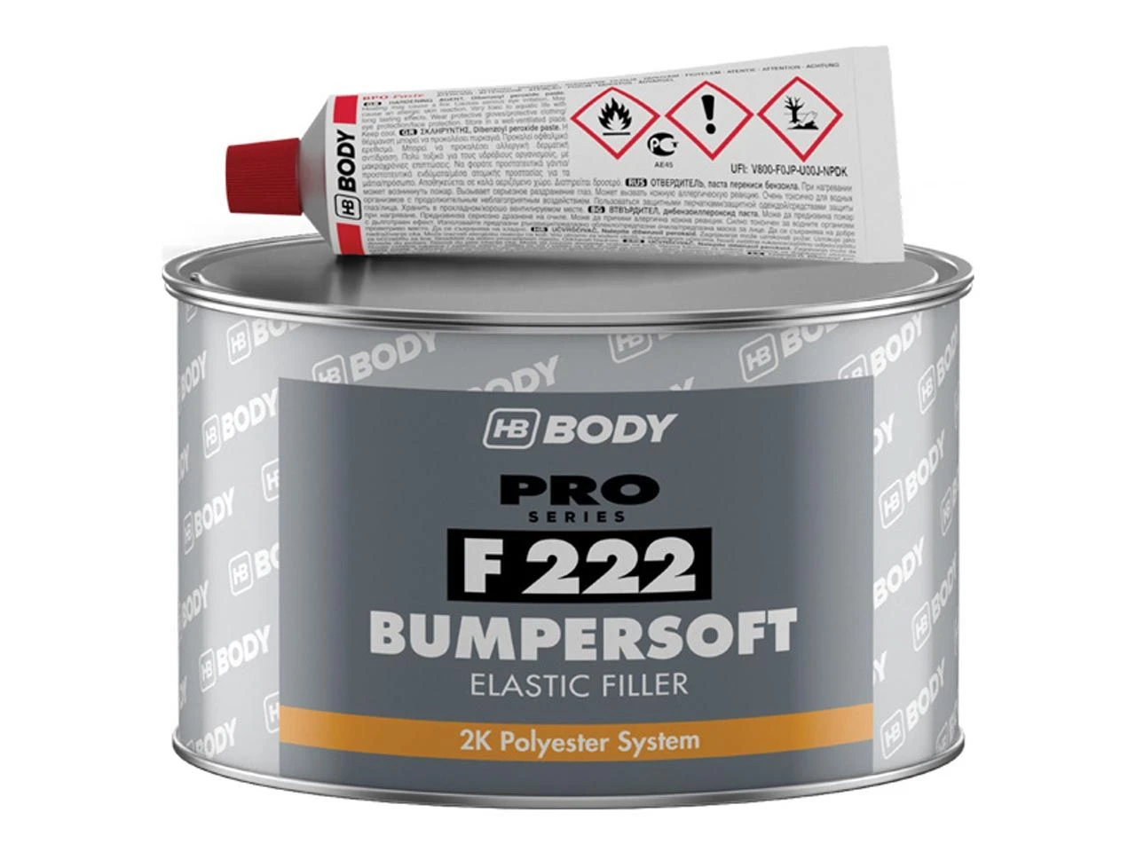 HB BODY F 222 Bumpersoft Elastic Filler, Black, 1kg