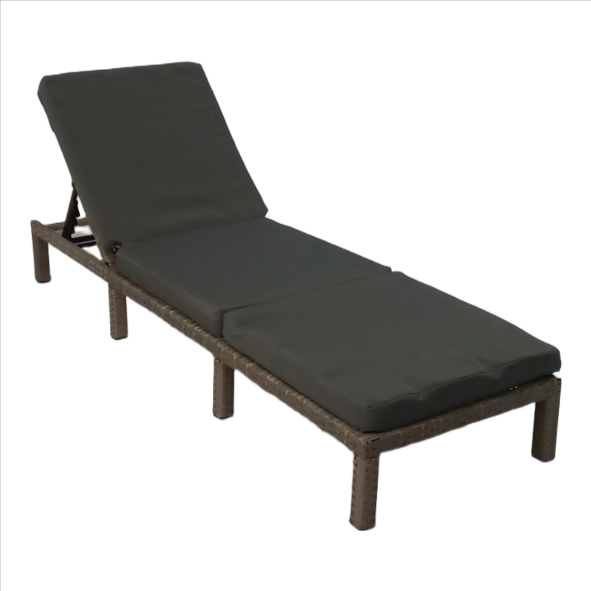 Deluxe Rattan Lounger 198cm Grey