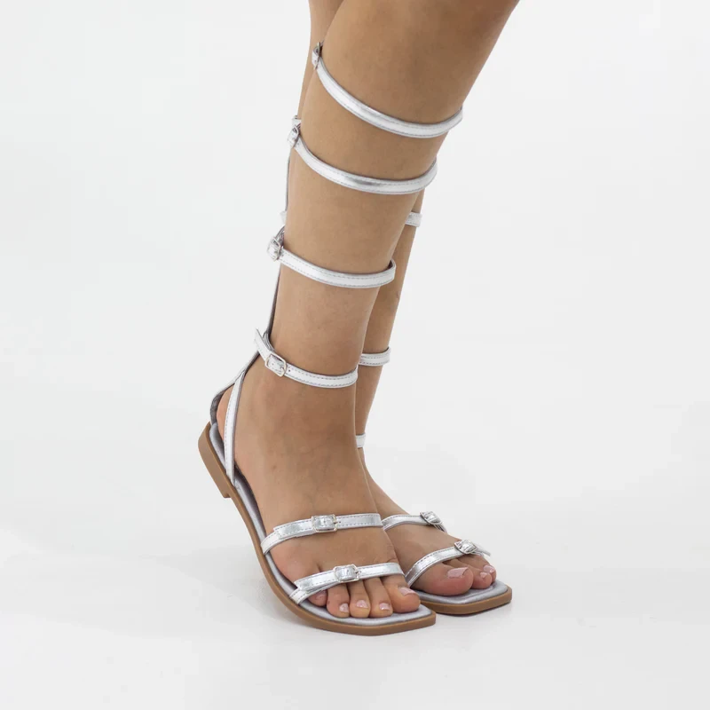 Lira big size metallic gladiator strappy sandals