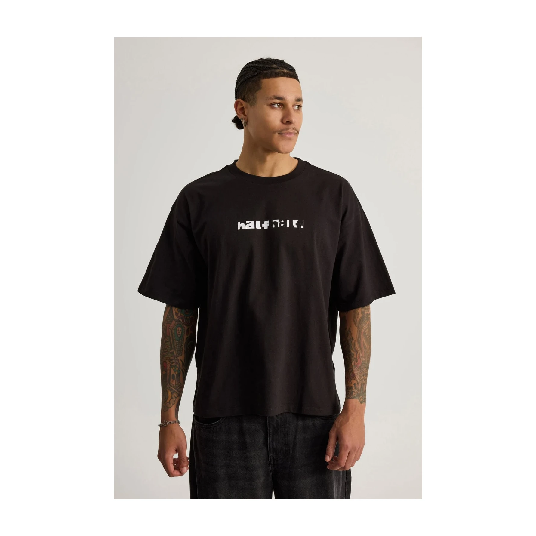 Half Half Box Fit Graphic T Shirt