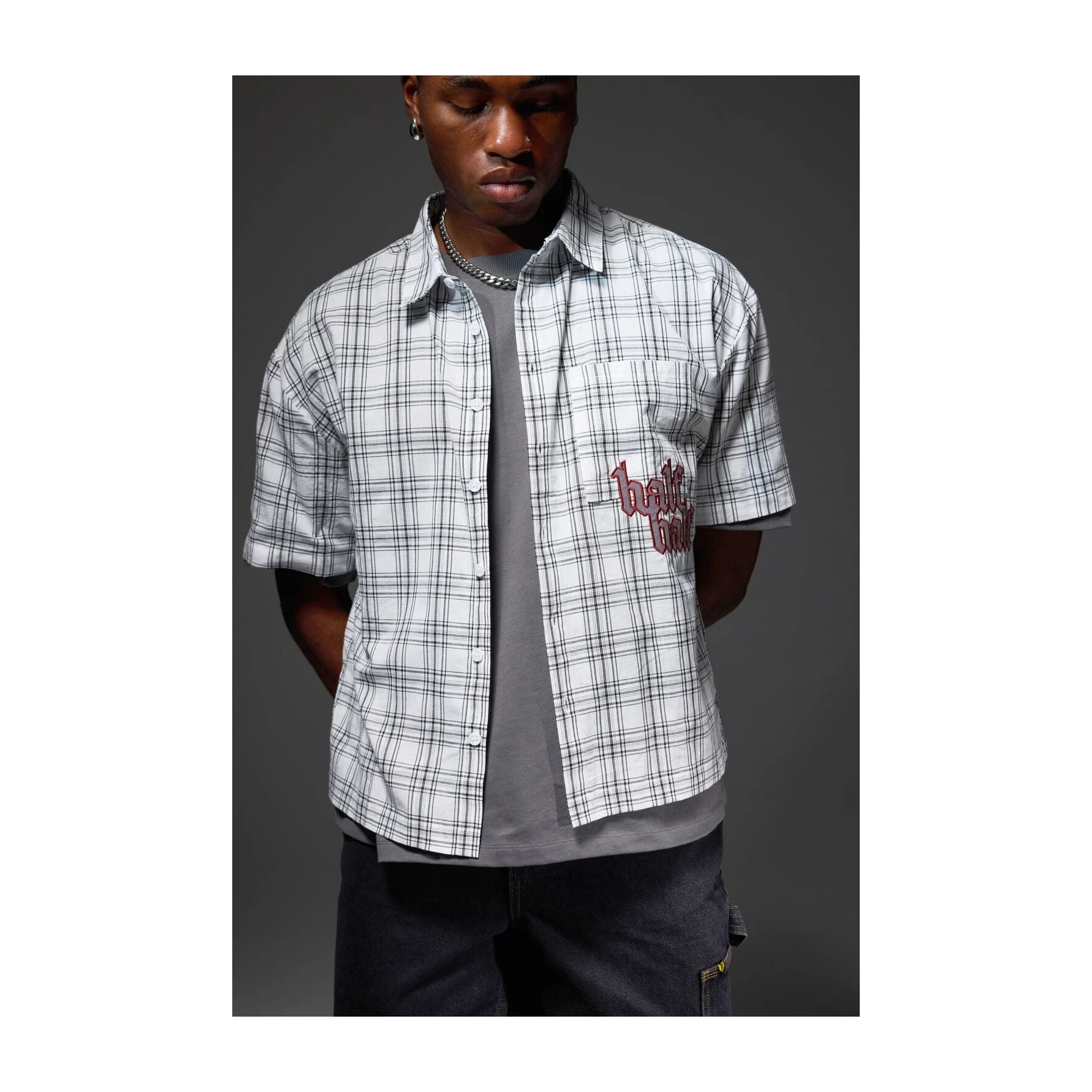 Half Half Boxy Cropped Short Sleeve Shirt