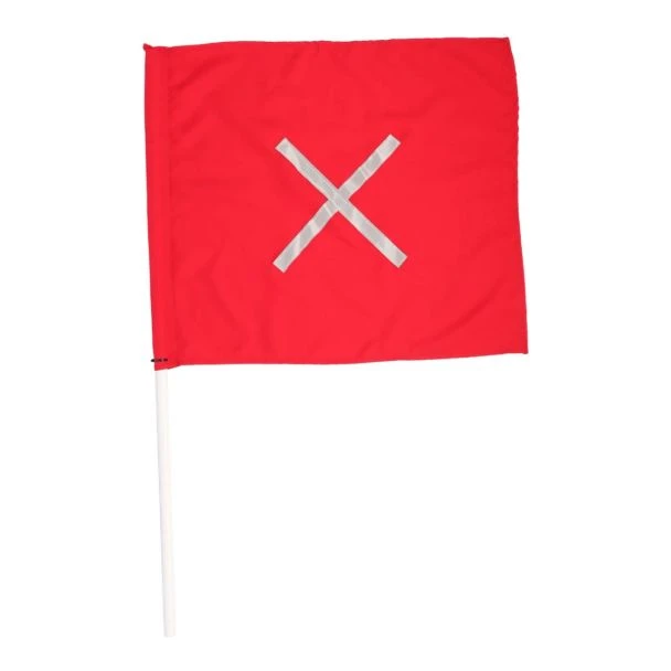 MAC AFRIC 57x62 cm Red Flag with Reflective X & 1m PVC Handle