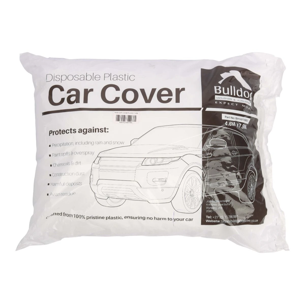 BULLDOG AUTO Plastic Car Cover, Reusable, 4.8mx7.5m