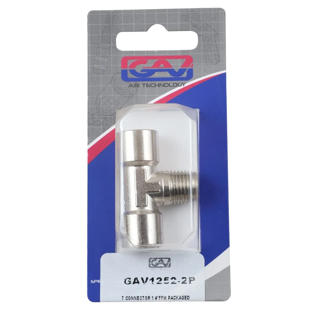 GAV Tee Pneumatic Connector F/F/M 1/4" GAV1252-2P