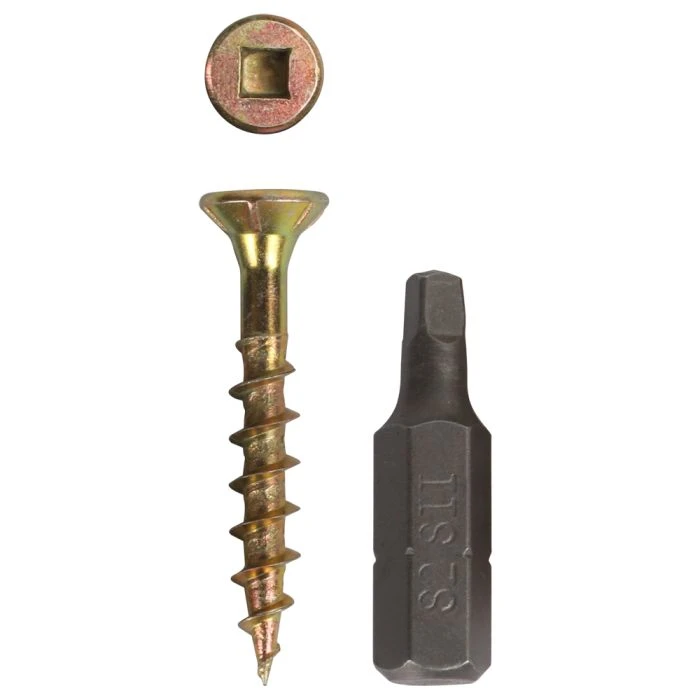 Eureka Chipboard Screw Smooth Shank Square 4X30mm H1J200Yellow Plated 200PK