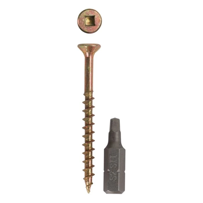 Eureka Chipboard Screw Smooth Shank Square 4X50mm T1J310 Yellow Plated 300PK