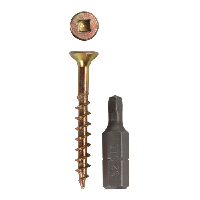 Eureka Chipboard Screw Smooth Shank Square 4X40mm T1J250 Yellow Plated 500PK